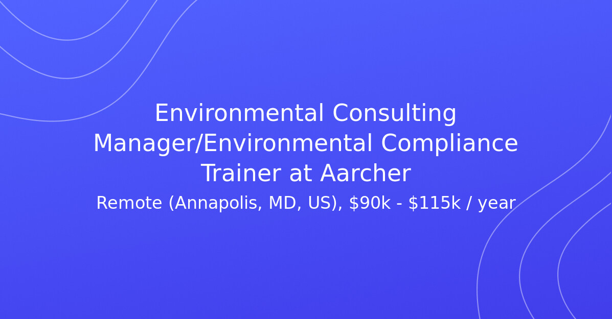 Environmental Consulting Manager/Environmental Compliance Trainer at ...